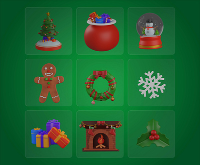 Christmas 3D Icon set 3d 3d icons blender christmas christmas 3d icon christmas fireplace christmas gifts christmas gifts icon christmas globe christmas icons christmas presents christmas tree frost gift bag gingerbread icons illustration merry christmas santa gift bag xmas