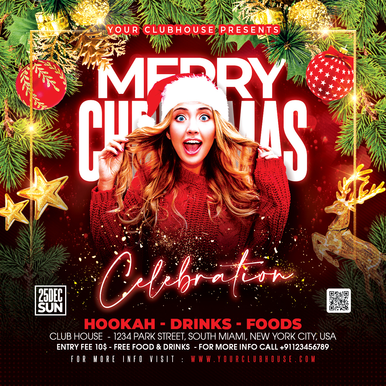 Christmas Flyer christmas christmas 2023 christmas eve christmas party christmas tree christmas2023 club flyer template instagram merry christmas merry xmas new year new years eve nye2023 santa santa claus xmas xmas party xmas tree xmas2023