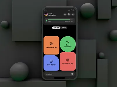 ChatGPT 3d 3d graphic ai android android app app app design chat chatgpt gpt interface ios ui iso minimal mobile mobile app render typography ui