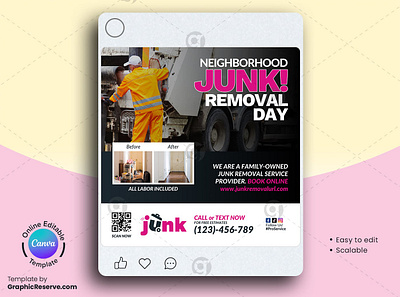 Junk Removal Digital Marketing Banner Template canva social media post template digital marketing post design junk removal junk removal canva banner junk removal canva template junk removal social media banner social media post design