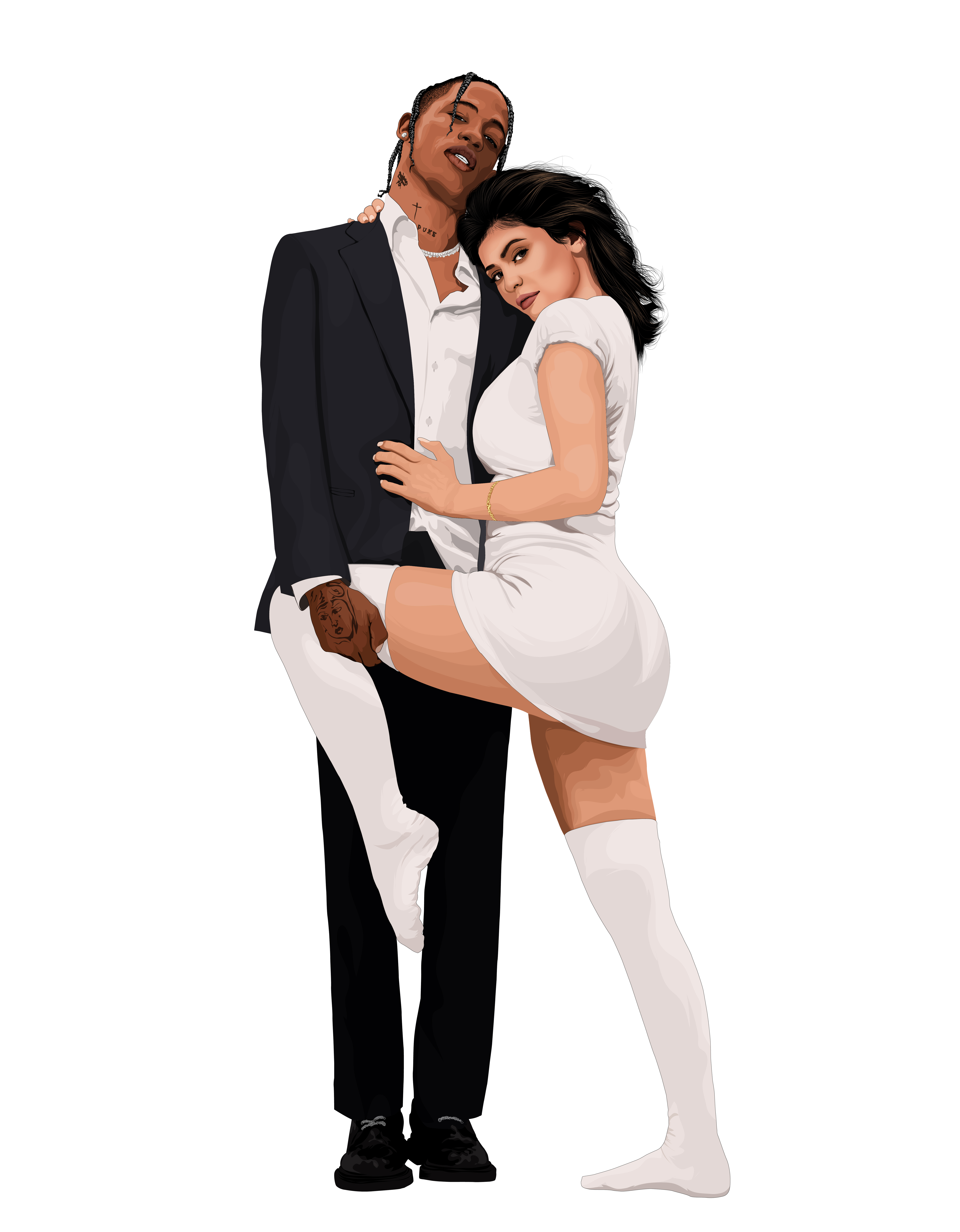 Vector Portrait of Travis & Kylie adobe illustrator art cartoon digital art digital artist dribbble artist graphic design illustration kylie kylie jenner line art painting portrait illustration portrait painting sumitvectorart travis vector vector artist vector illustration vector portrait