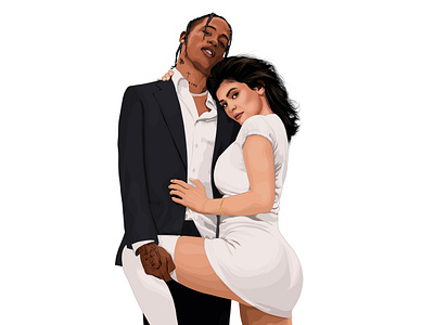 Vector Portrait of Travis & Kylie adobe illustrator art cartoon digital art digital artist dribbble artist graphic design illustration kylie kylie jenner line art painting portrait illustration portrait painting sumitvectorart travis vector vector artist vector illustration vector portrait