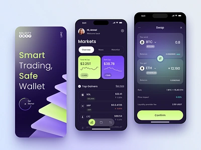 Solidity - Crypto Exchange Mobile App app design application design arounda crypto app crypto currency crypto design design ios ios app ios app design mobile mobile app mobile interface mobile ui ui uiux ux web 3 web 3.0 design