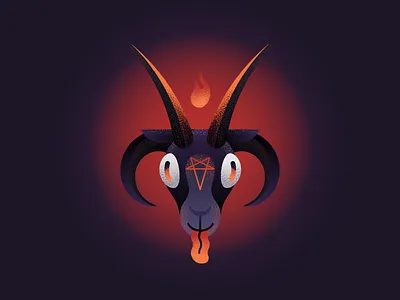 cute little hellgoat baphometh cartoon character design dark demon fire funny goat hell illustration