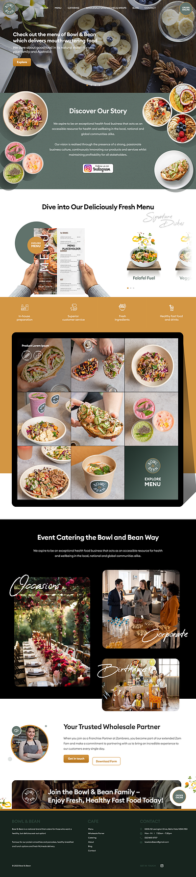Bowl & Bean Restaurant E-commerce ecommerce graphic design ux website