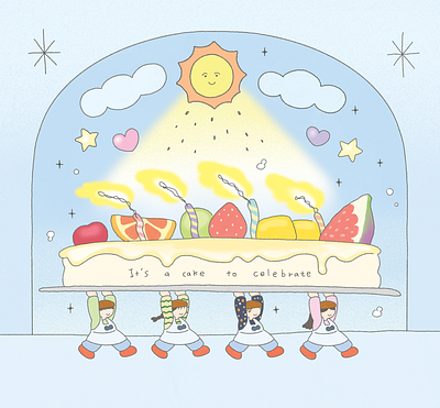 축하카드 cake to celebrate artwork birthday celebrate cloudmoo food illust illustration illustrator magazine 그림 삽화 생일 앨범아트 운무 운무그림 운무작가 잡지일러스트