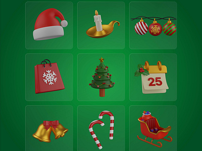 Christmas 3D Icon set 3d 3d sleigh blender candel hoder chrismas bell christmas christmas 3d icon christmas candy christmas gift bag christmas icon christmas illustration christmas tree christmas tree decoration icons ornament santa hat sleigh ui xmas