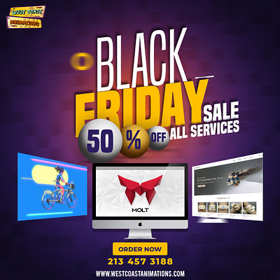 Black Friday Sale 50% OFF 2d 3d animations black friday branding design graphic design icon identity illustration logo sale ui ux vector web design website design