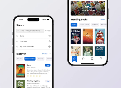 #22 Search (Bookstore App) app book store book store app clean concept dailyui design ios minimal mobile app mobile app design modern app search ui uiux userexperience