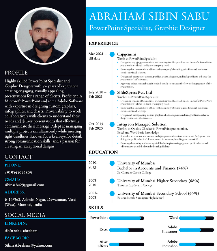 Resume (Abraham Sibin Sabu) by Abraham Sibin Sabu on Dribbble