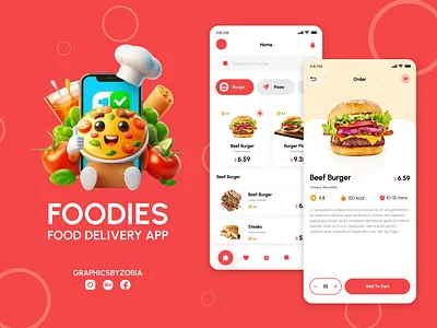 FOODIES Food Delivery App UI Design | Graphicsbyzobia app design branding design figma figma designer food app foodies app graphic design graphicsbyzobia landing page design ui ui design ui ux