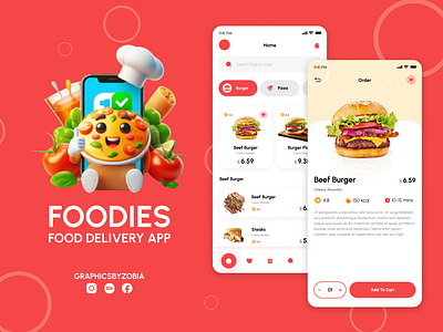 FOODIES Food Delivery App UI Design | Graphicsbyzobia app design branding design figma figma designer food app foodies app graphic design graphicsbyzobia landing page design ui ui design ui ux