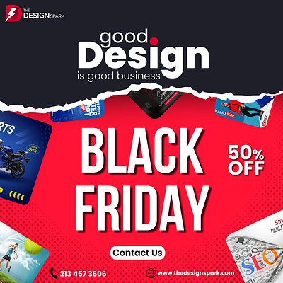 Black Friday 50% OFF 50 off apparel black friday branding design energy graphic design illustration logo merch sale ui vector