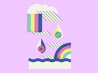 Pastel rain abstract composition geometric illustration vector