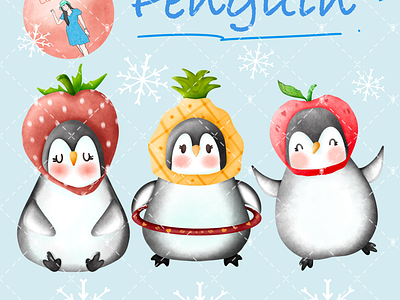 Fruit Penguin animal animation branding design fruit graphic design ice illustration logo penguin snow ui vector ภาพถ่าย รูปภาพ