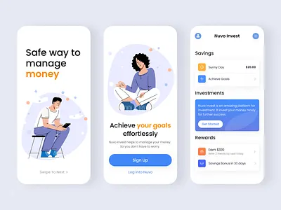 Nuvo Invest || Finance App app app design application balance banking budget cost expend finance fintech income invest mobile mobile app saas saving uxui wallet