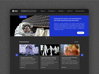 ESA Redesign Concept case study cosmic cosmos dark mode design graphic design happy path interference product design ui ui design uiui ux ux design web website