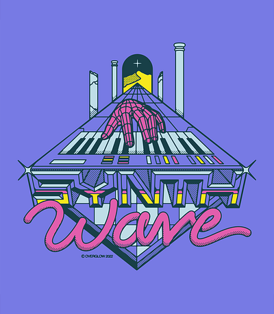 SYNTHWAVE 80s halftone illustration synthwave vector