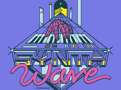 SYNTHWAVE 80s halftone illustration synthwave vector