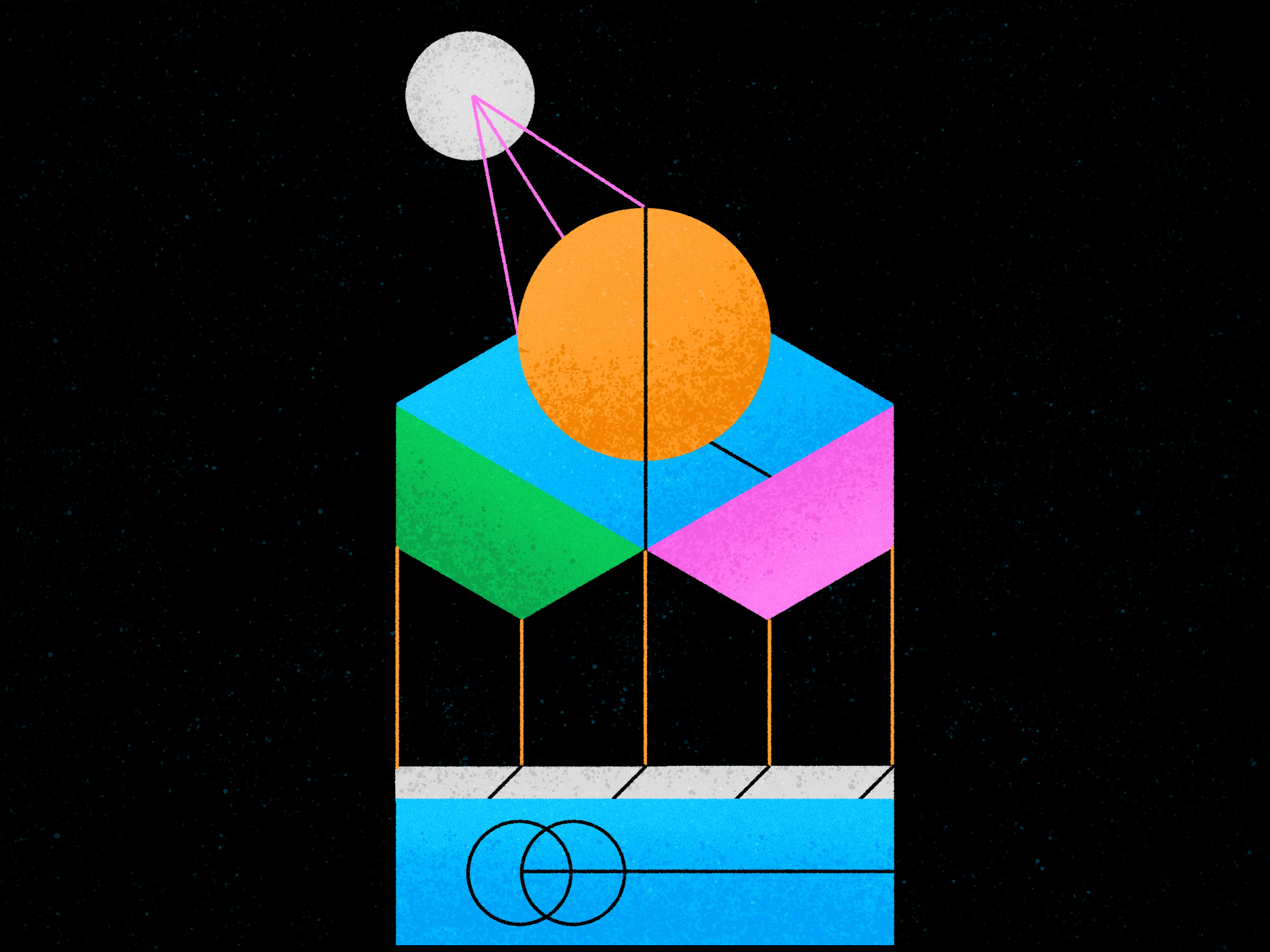 Neon geometric studies - No. 5 abstract composition geometric illustration