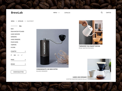 Coffee Store BrewLab ui web design