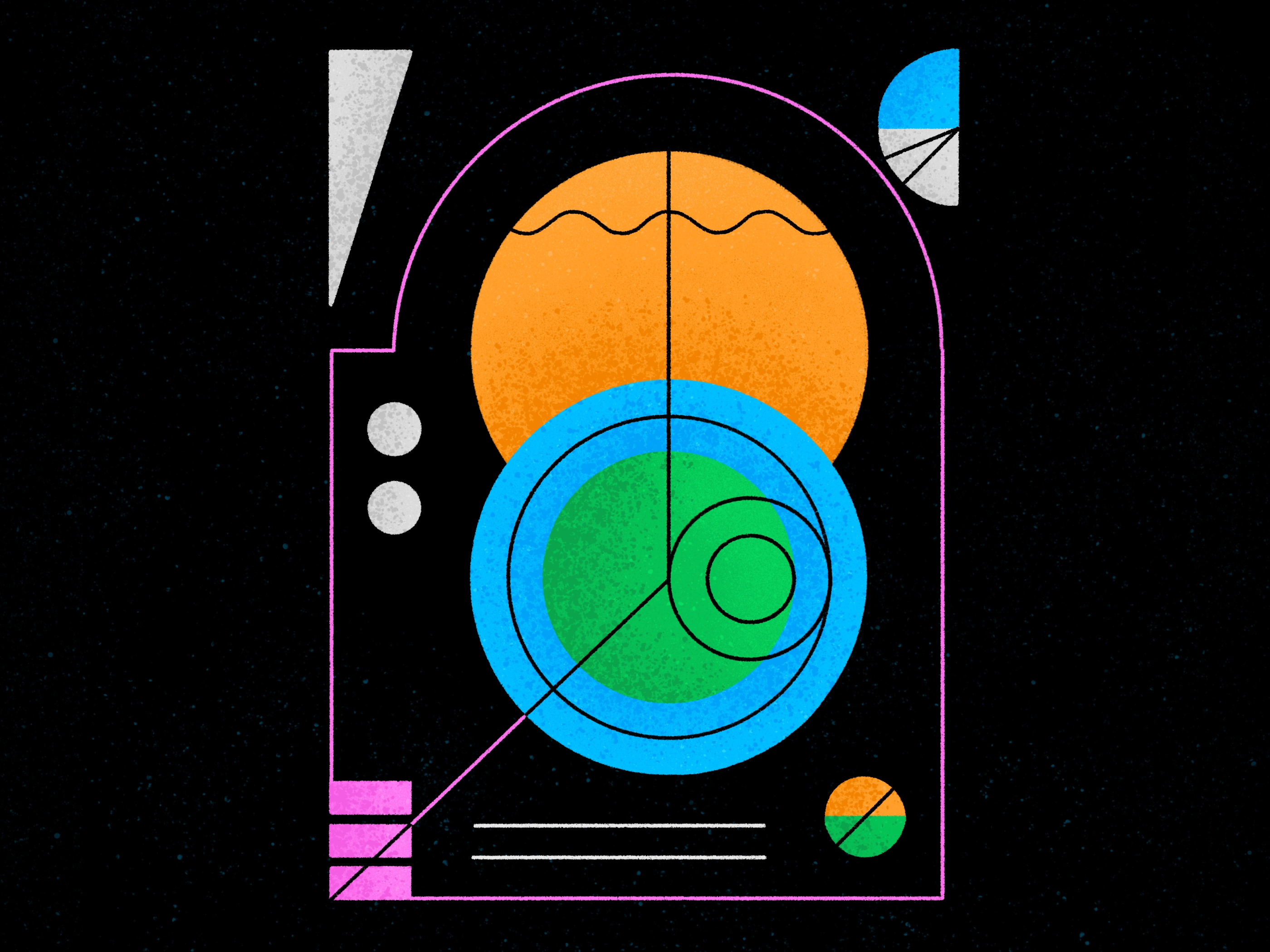 Neon geometric studies - No. 6 abstract composition geometric illustration