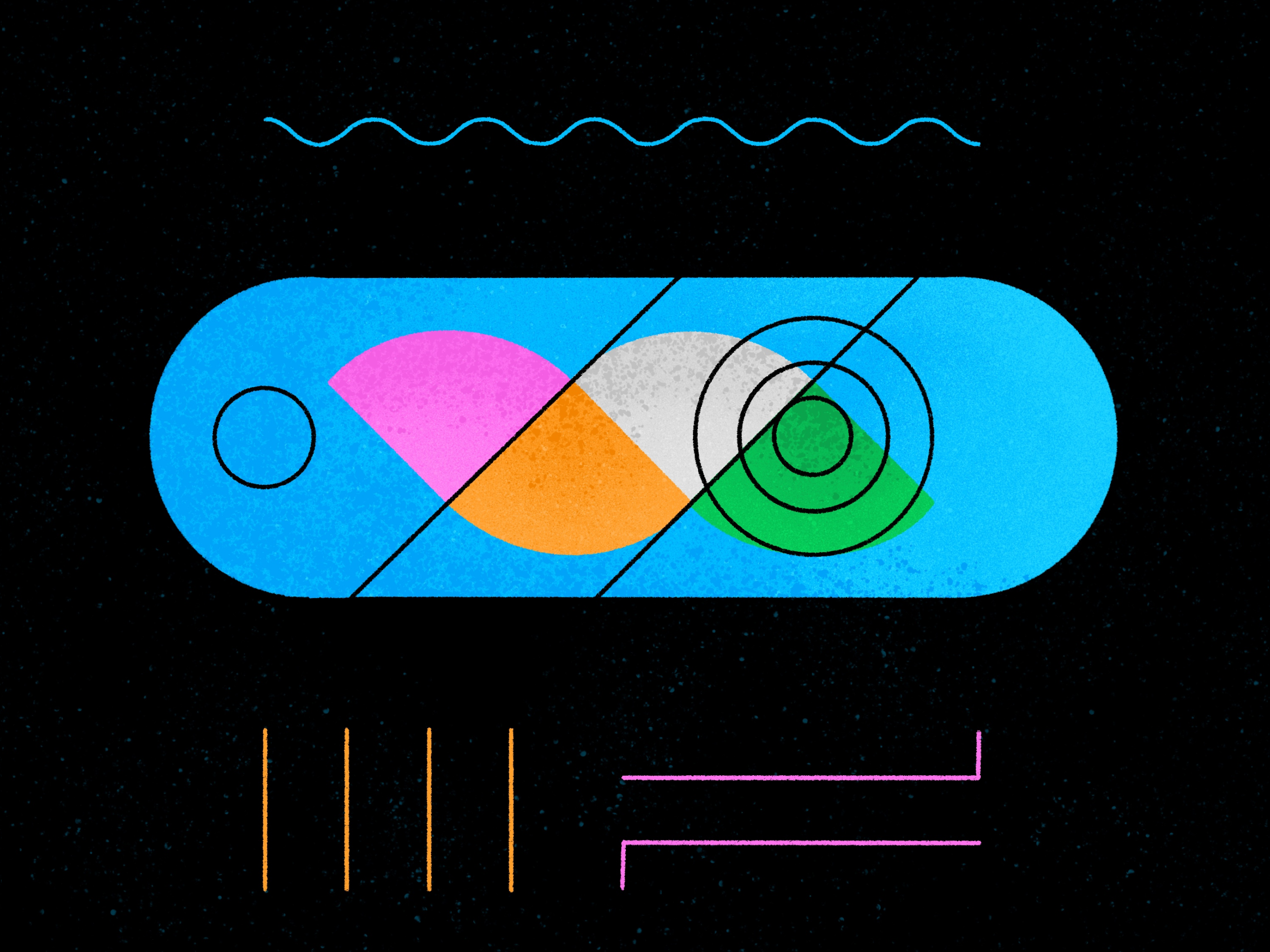 Neon geometric studies - No. 4 abstract composition geometric illustration