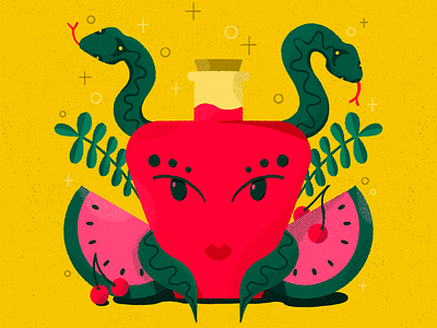 Love potion abstract composition cute illustration love lovepotion potion snake snakes