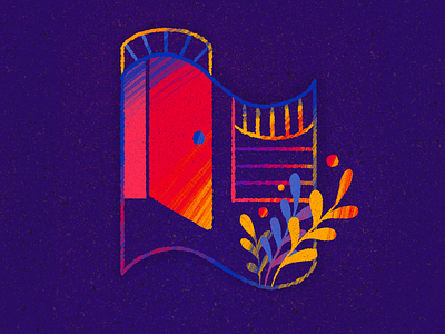 Spatial objects - door abstract colorful door illustration plants