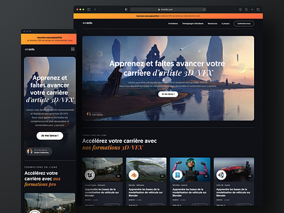 Artskills - VFX & 3D courses - Landing Page + Mobile 3dart art branding digital art digital design uidesign uxdesign vfx webdesign
