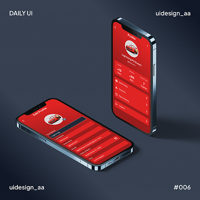 User Profile - Daily UI #006 android cars competition daily ui dark mode design disney graphic design illustration ios mobile race red ui user profile ux