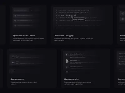Tech landing blocks concept blocks dark mode dark web design system designer dev figma it modal modern tech web web design