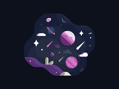 Secrets of the universe astronomy clouds crystal design explore galaxy geometric graphic design illustration moon planet space star travel universe vector