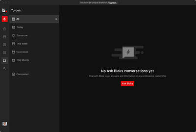Bloks - Empty State - Ask Bloks empty state product design ui ux