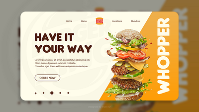 Burger King UI/UX Concept Design burger king design front end landing page ui uiux ux web web design