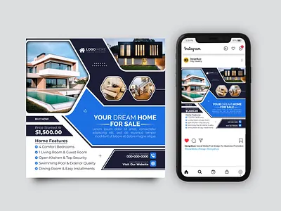 Social Media Banner | Social Media Post | Ads | Advertising banner branding building creative design discount banner dream home flyer graphic design house sale instagram carousel modern home offer office post property rental sale social media template