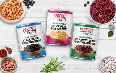 PerfectChef - Organic Beans Can beans branding can canniser chiches peas emballage graphic design label organic packaging perfect chef