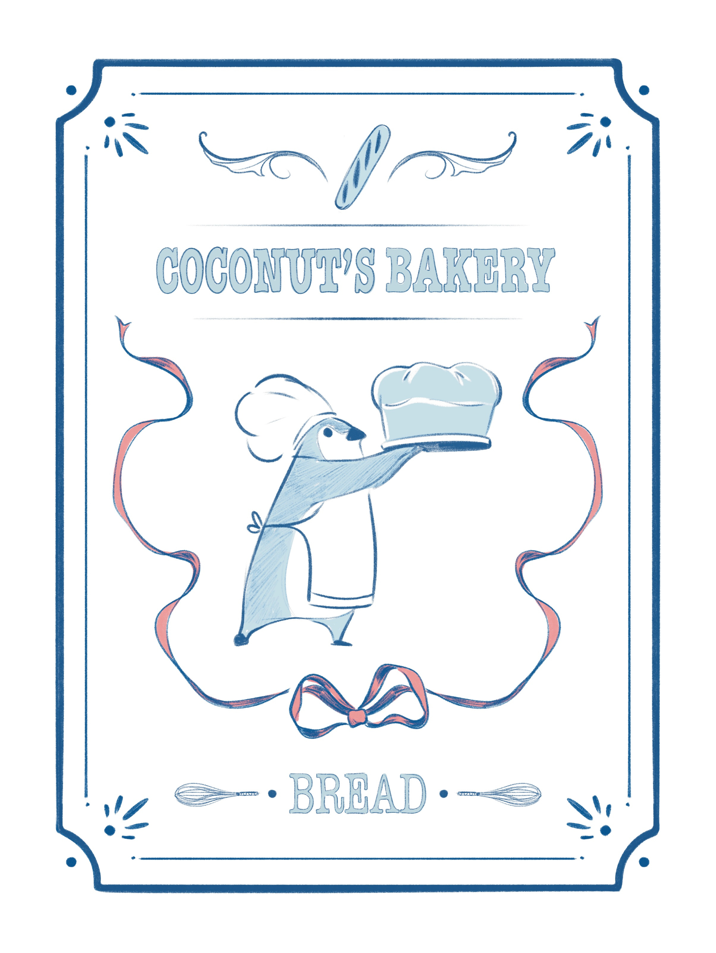 Coconut’s Bakery bakery character cute design digital illustration digitalart drawing illustration penguin procreate sketch
