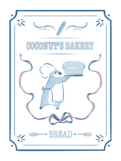 Coconut’s Bakery bakery character cute design digital illustration digitalart drawing illustration penguin procreate sketch