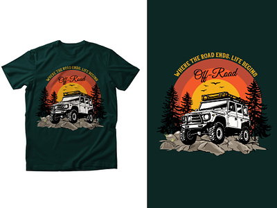 Off-Road T-shirt Design birds branding graphic design offroad pine tree retro design t shirt design app
