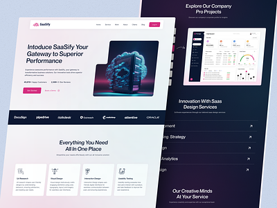 SaaSify - Saas Landing Page 3d illustration admin application dashboard hero section landing page product design product page product website saas app saas design saas landing page saas page saas product saas website searching tracking app ui design visual identity web app
