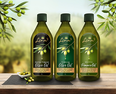 Olive Oil Labels - Lina bottle branding design emballage graphic design illustration label label design olive olive oil packaging