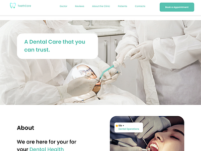 TeethCare-Dental Clinic Website Design dental website graphic design health website heathcare website ui ui design ui ux design ui web design uiux designer user experience design user interface design ux web design web design website design website ui