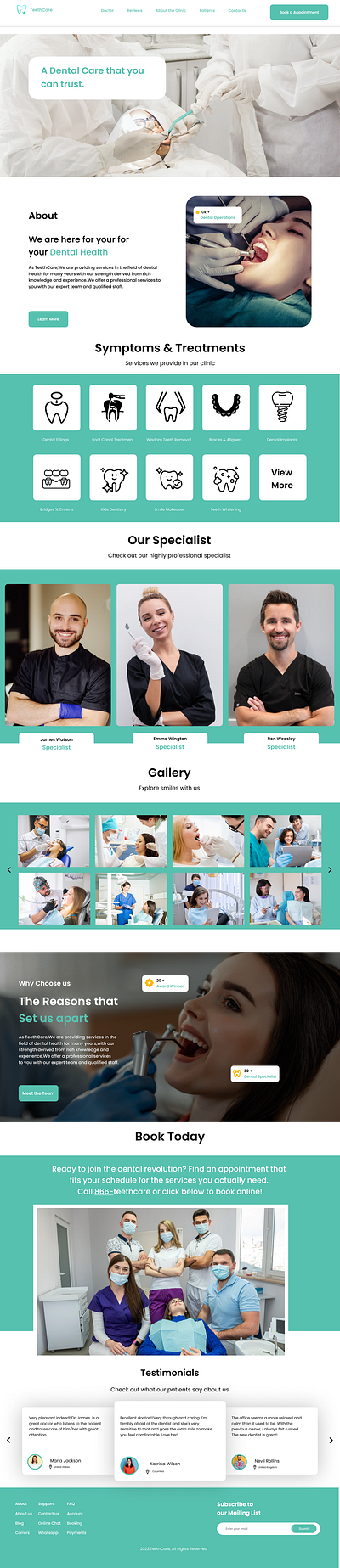 TeethCare-Dental Clinic Website Design dental website graphic design health website heathcare website ui ui design ui ux design ui web design uiux designer user experience design user interface design ux web design web design website design website ui