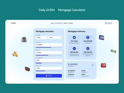 Daily UI 004 - "Mortgage Calculator" daily ui ui