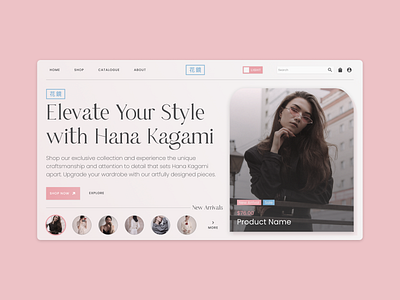 Hana Kagami Fashion Landing Page bento dark mode e commerce elegant fashion figma graphic design grid hero section japanese landing page light mode modern ui design ui exploration uiux design web web design website