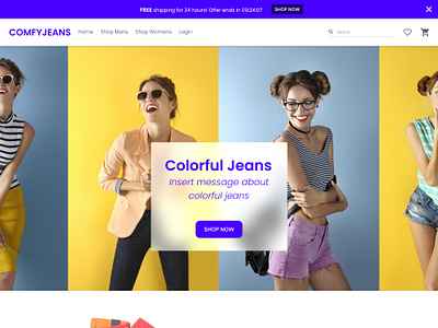 Home Page for Comfy Jeans branding graphic design ui ux