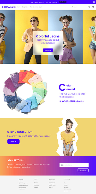 Home Page for Comfy Jeans branding graphic design ui ux