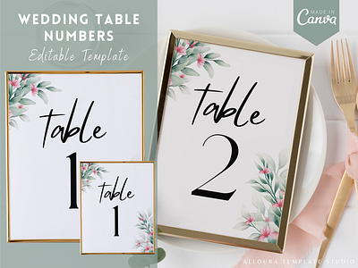 Wedding Table Numbers Template - Editable with CANVA canva canva template creative design editable template table numbers template wedding