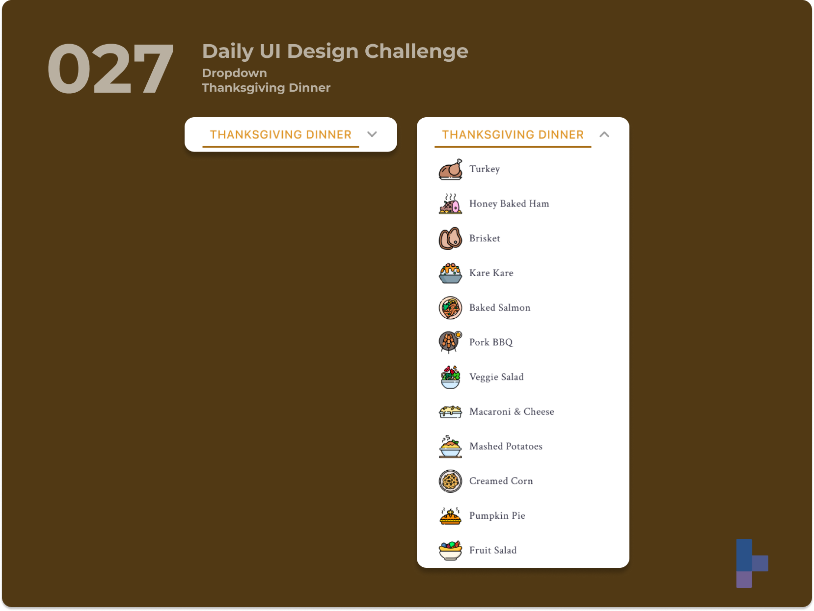 Daily UI 027 - Dropdown daily ui 027 daily ui 27 dailyui dinner dropdown dropdown menu food thanksgiving ui visual design